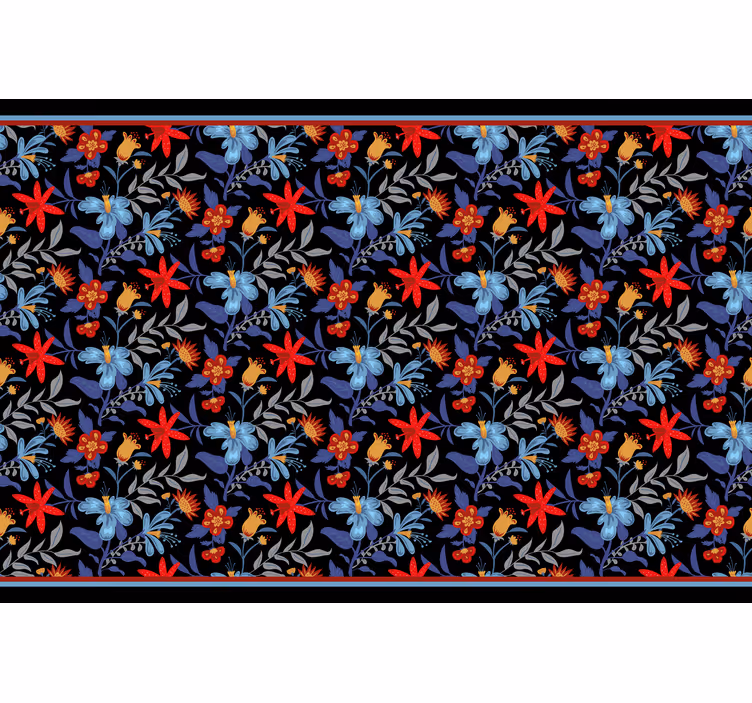 Cortina roller habitación estampado floral negro - TenVinilo