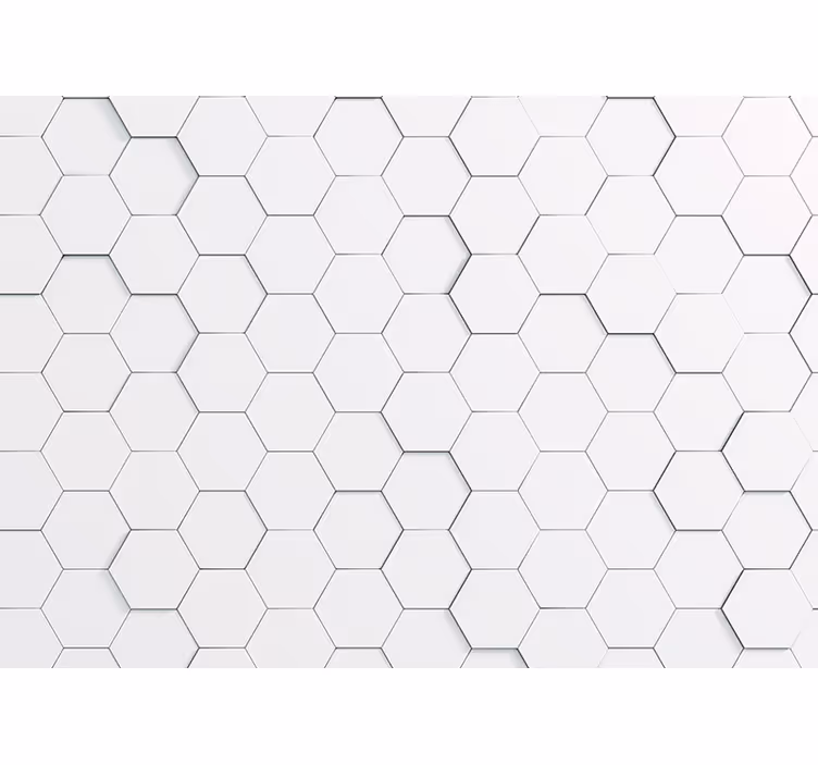 Cortina roller blanca patrón hexágonos blancos con sombras - TenVinilo