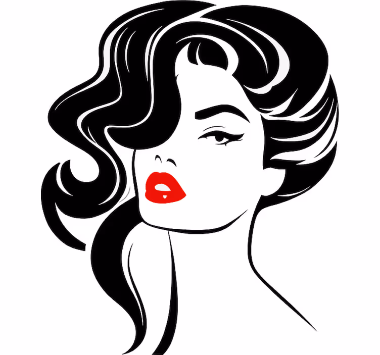 Cortina roller blanca mujer bonita con labios rojos - TenVinilo