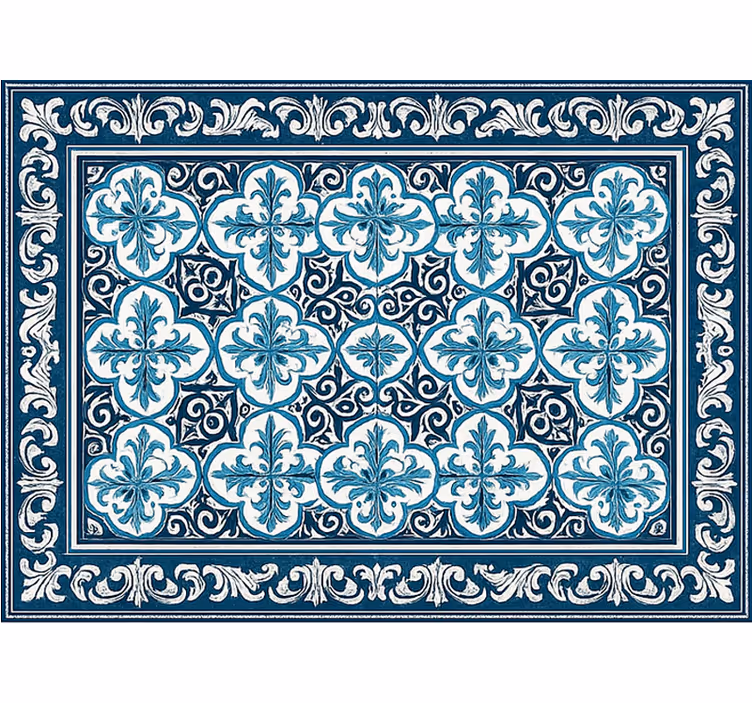 Cortina roller living comedor patrón portugués azul - TenVinilo