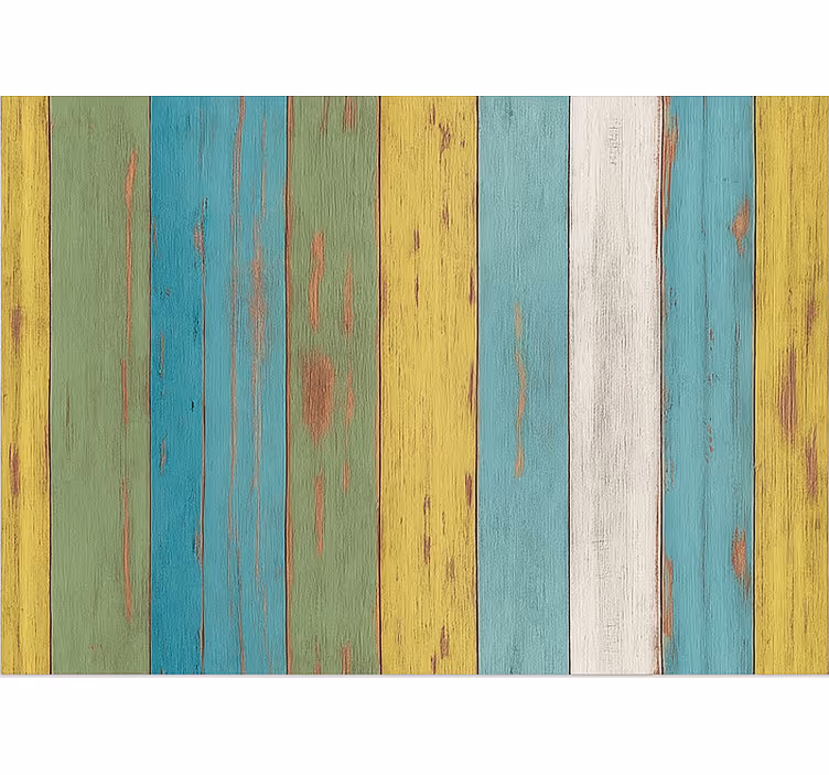 Cortina roller living comedor efecto madera lavada colorida - TenVinilo
