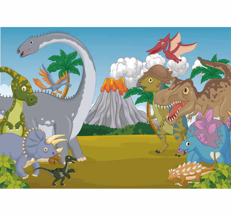 Cortina roller infantil fotomural decorativo dinosaurios - TenVinilo