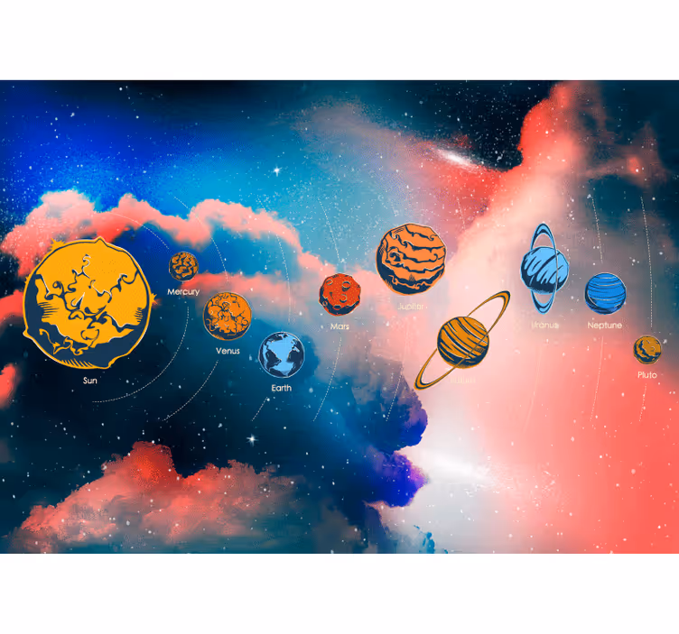 Cortina roller infantil sistema solar con nombres planetas - TenVinilo