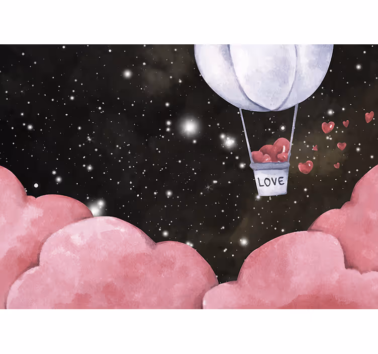 Cortina roller infantil ilustración romántica con globos - TenVinilo