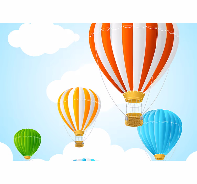 Cortina roller infantil globos de aire caliente cielo - TenVinilo