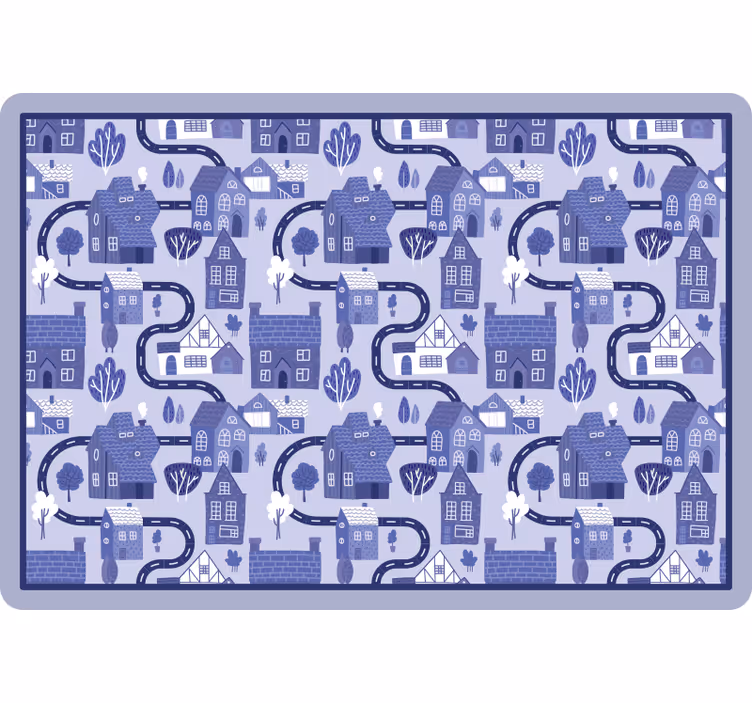 Cortina roller infantil pueblo azul nórdico - TenVinilo