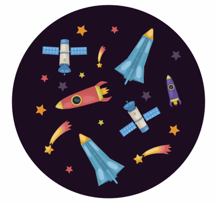Cortina roller infantil cohetes y planetas - TenVinilo