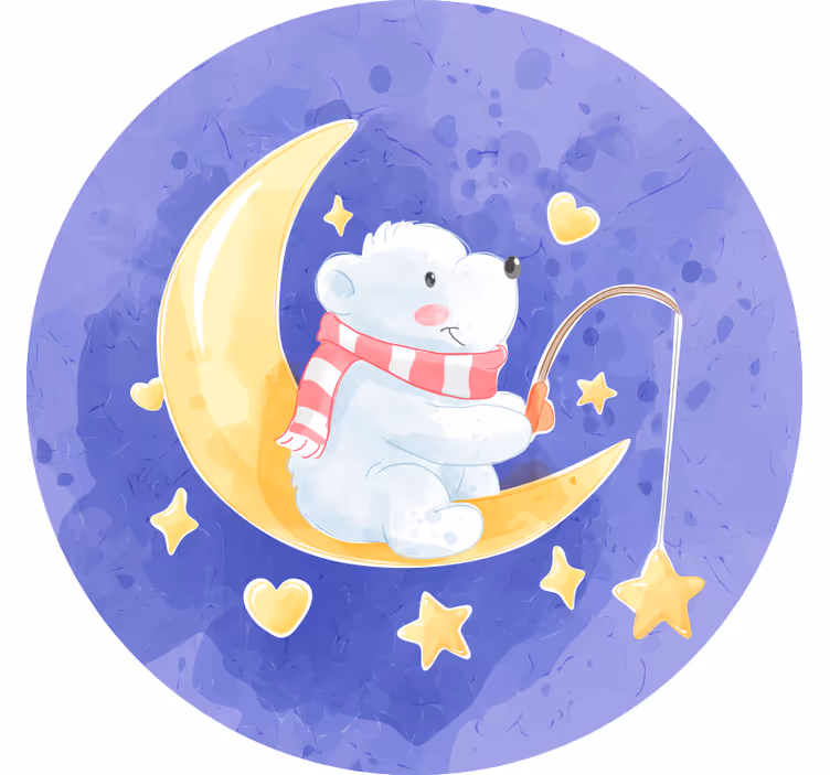 Cortina roller infantil oso pescando estrellas nórdicas - TenVinilo