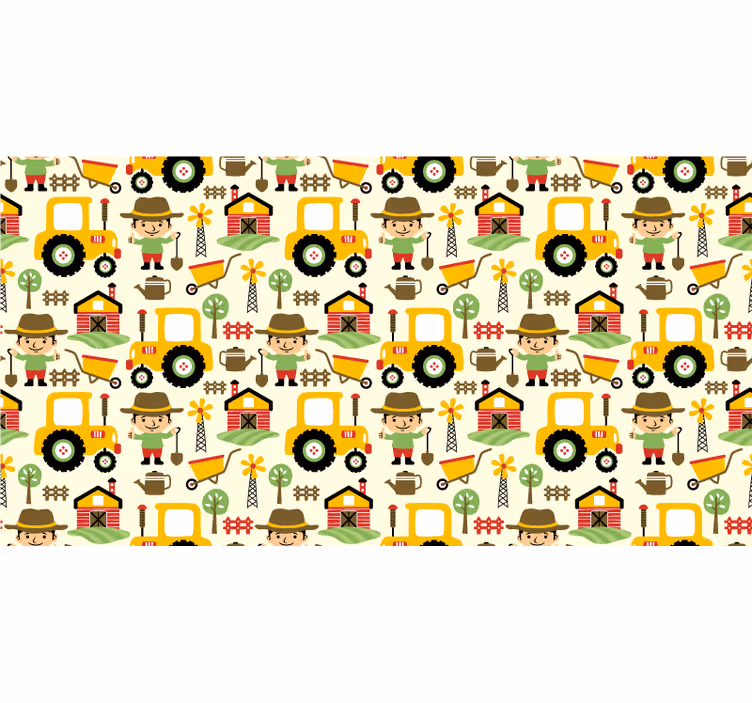 Cortina roller infantil patrón de tractores coloridos - TenVinilo