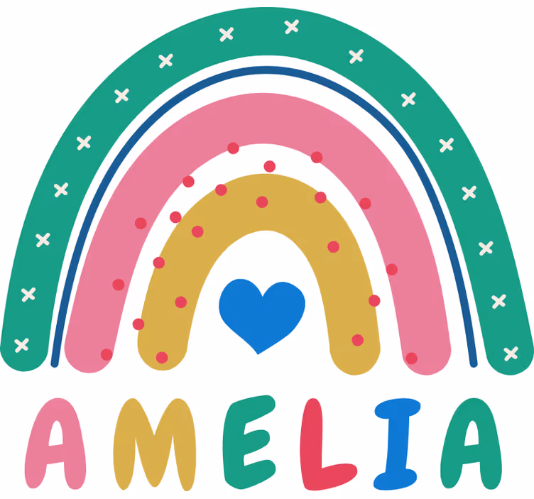 Cortina roller infantil arcoíris corazón personalizada - TenVinilo