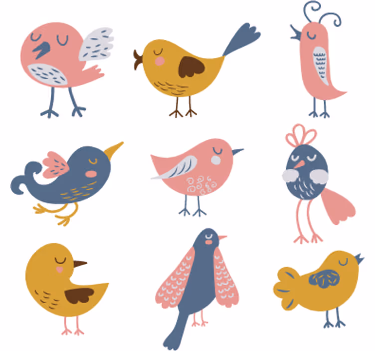 Cortina roller infantil sticker pegatina nueve pájaros - TenVinilo