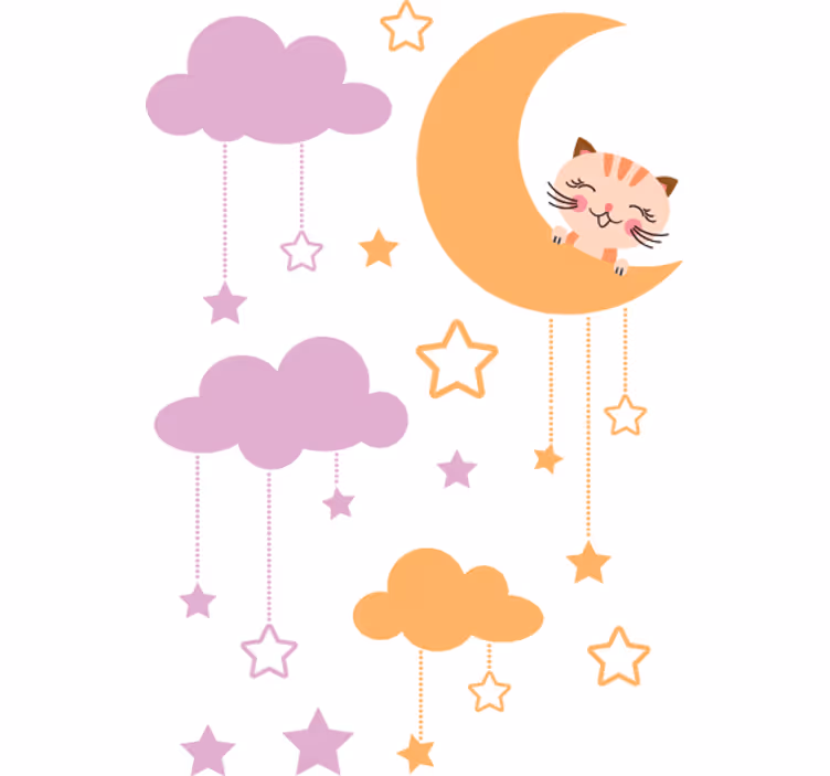 Cortina roller infantil sticker luna gato - TenVinilo