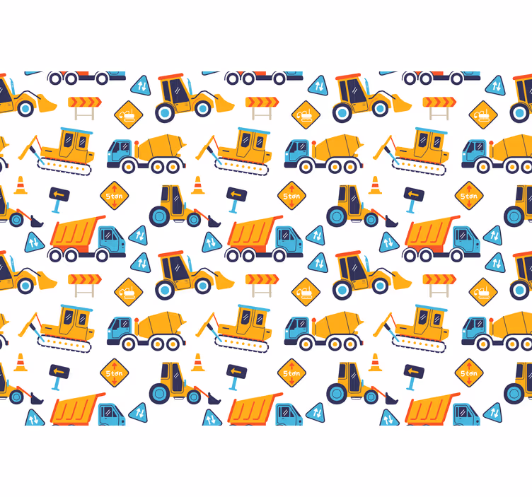 Cortina roller infantil obra de construcción cartoon - TenVinilo