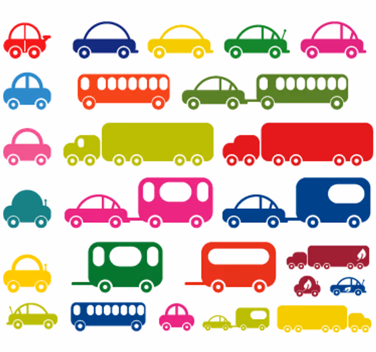 Cortina roller infantil sticker colección de vehículos - TenVinilo
