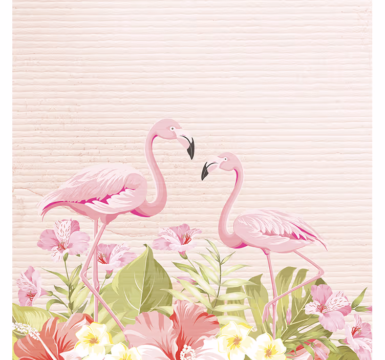 Cortina roller infantil flores tropicales y flamencos - TenVinilo