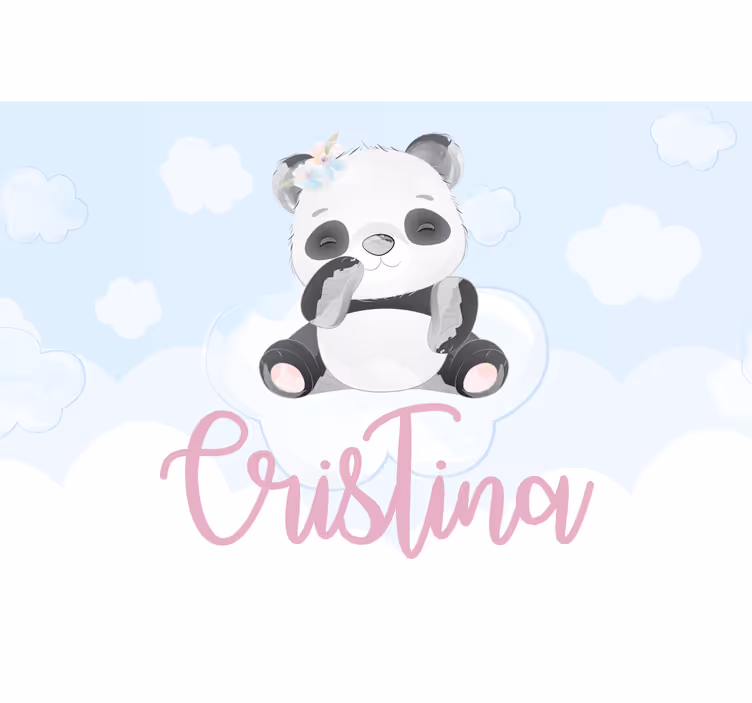 Cortina roller infantil panda lindo para niña con nombre - TenVinilo
