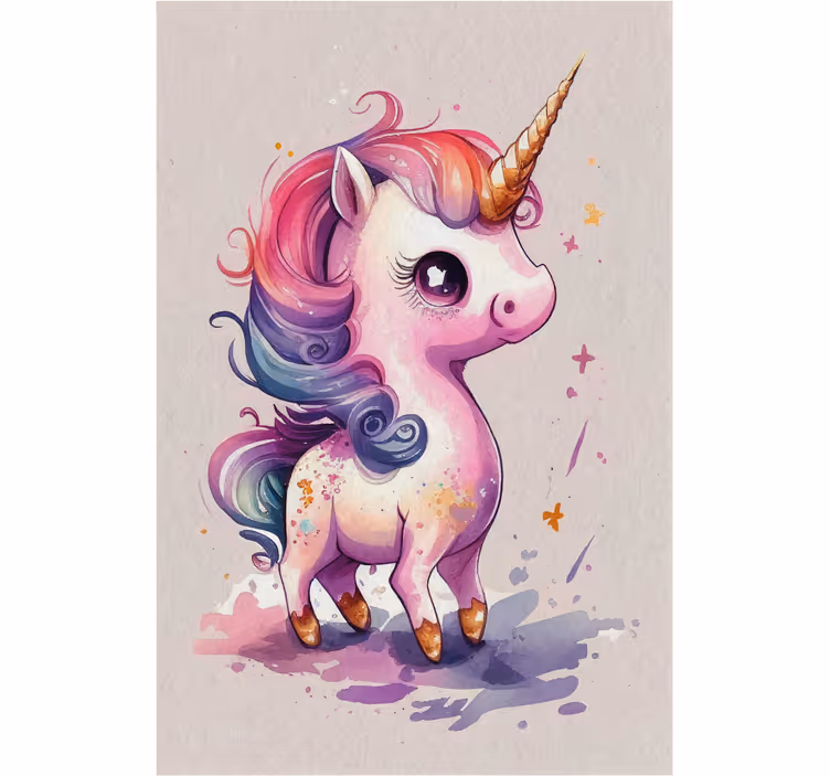 Cortina roller infantil unicornio acuarela - TenVinilo