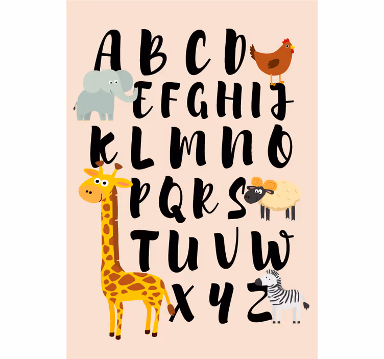 Cortina roller infantil animales jugando con el alfabeto - TenVinilo