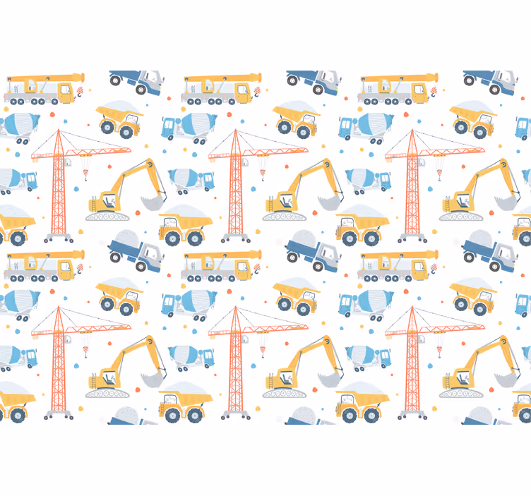 Cortina roller infantil pastel vehículos de construcción - TenVinilo