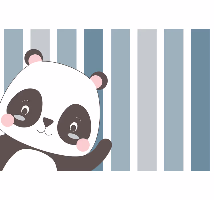 Cortina roller infantil fondo rayas panda feliz - TenVinilo