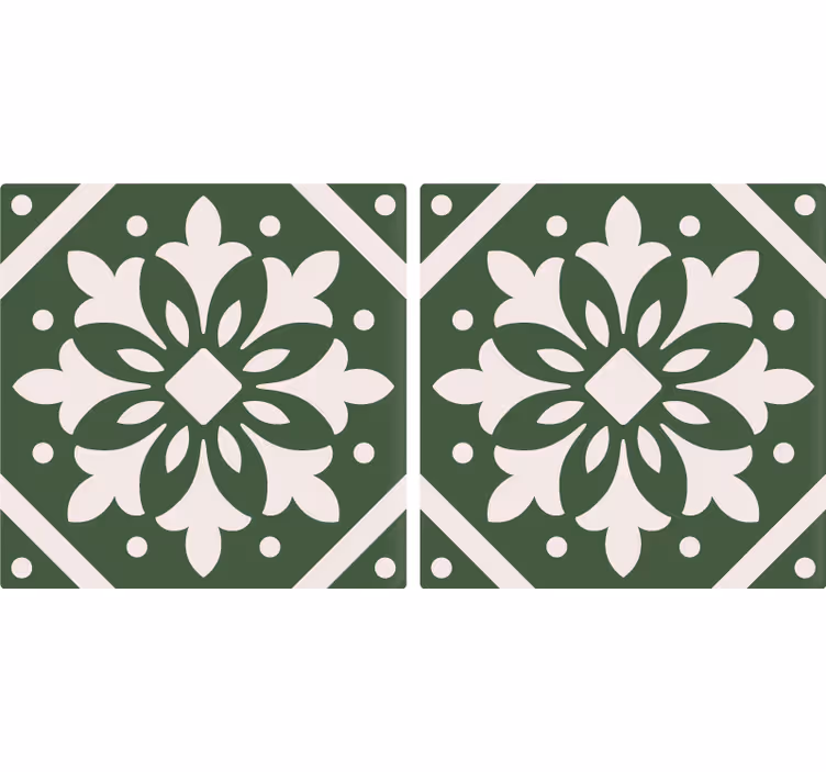 Cortina roller cocina patrones de azulejos en verde - TenVinilo
