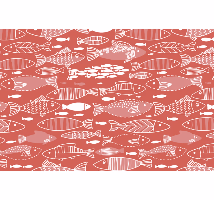 Cortina roller roja muchos peces bajo el mar - TenVinilo