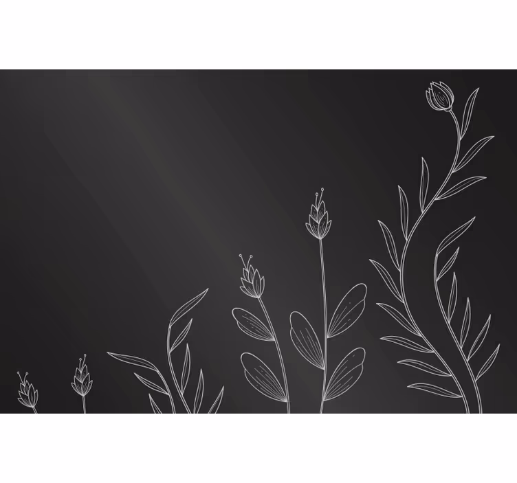 Cortina roller negra fondo con plantas elegantes - TenVinilo