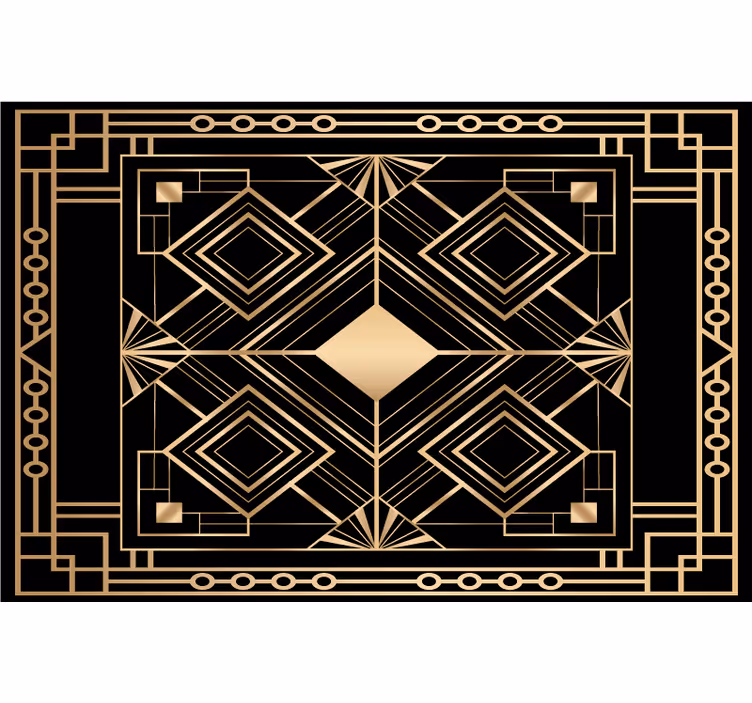 Cortina roller negra patrón deco moderno negro y dorado - TenVinilo