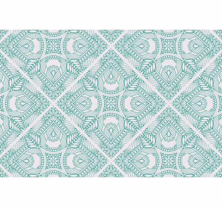 Cortina roller verde azulejo ornamental - TenVinilo