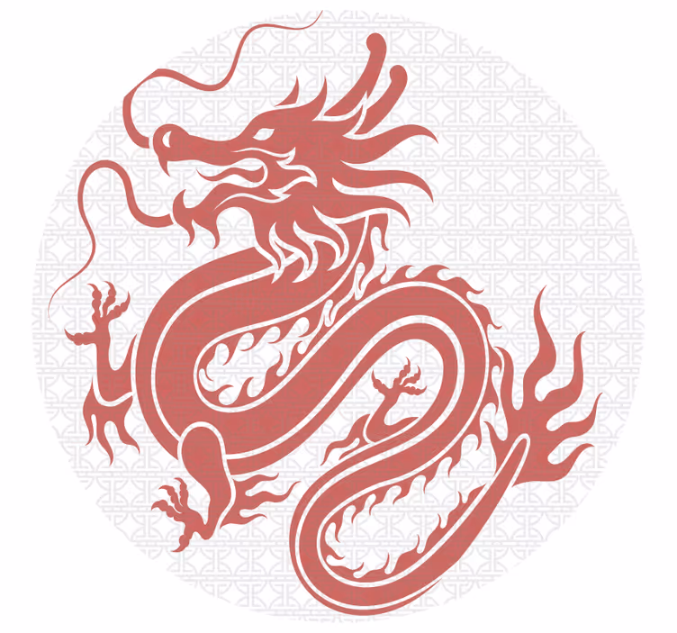 Cortina roller habitación dragones tibetanos fondo blanco - TenVinilo