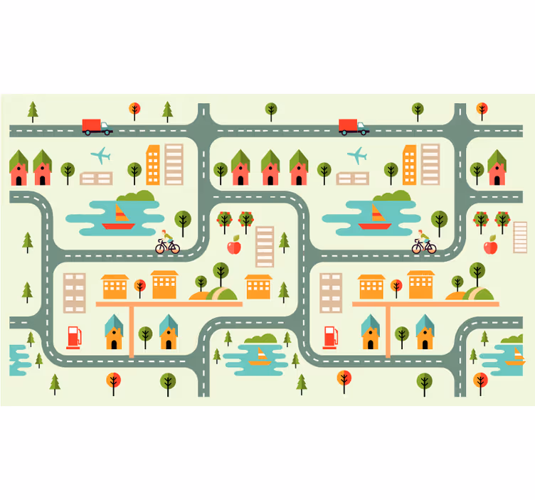 Cortina roller infantil alfombra de juego carretera - TenVinilo