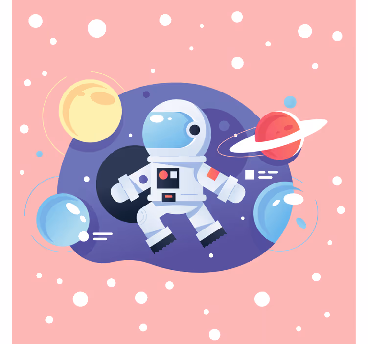 Cortina roller infantil símbolos de astronautas cartoon - TenVinilo