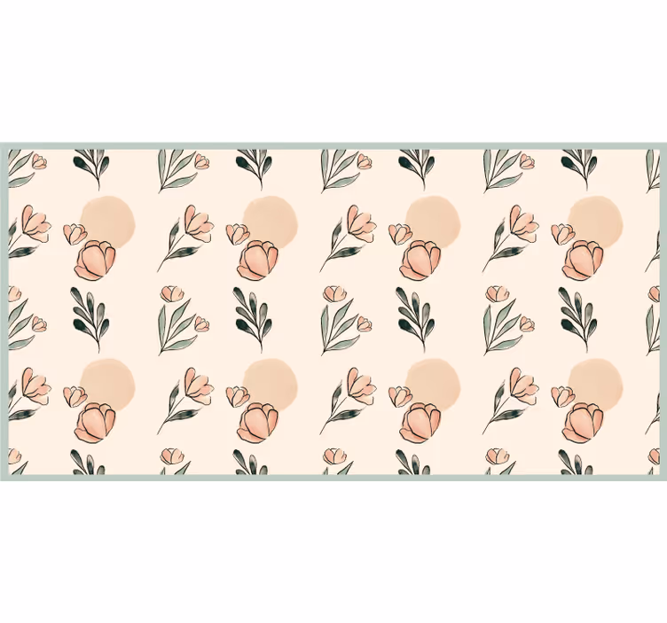 Cortina roller beige flores pasteles modernas acuarela - TenVinilo