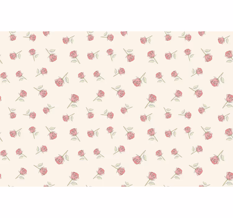 Cortina roller beige con patrón de rosas vintage romántico - TenVinilo