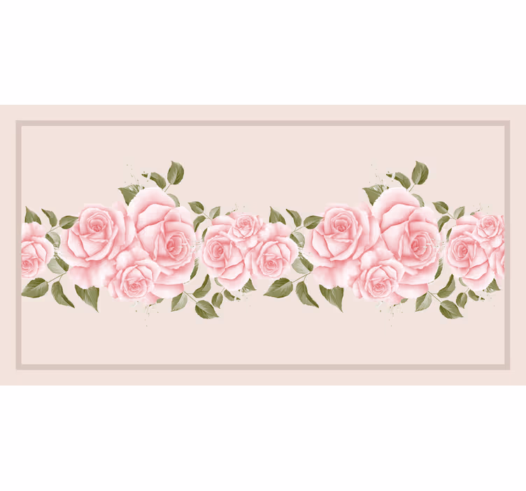 Cortina roller beige con patrón de rosas vintage rosas - TenVinilo