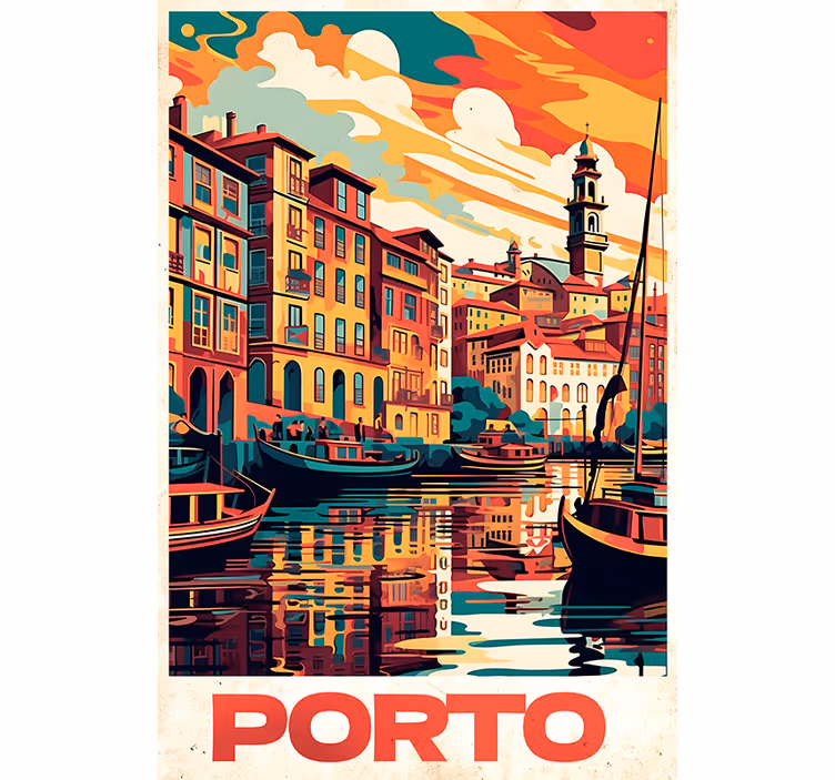 Cortina roller vintage cartel oporto vintage - TenVinilo