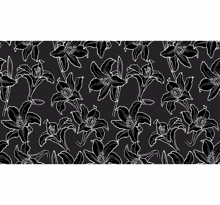 Cortina roller negra plantas en blanco y negro - TenVinilo
