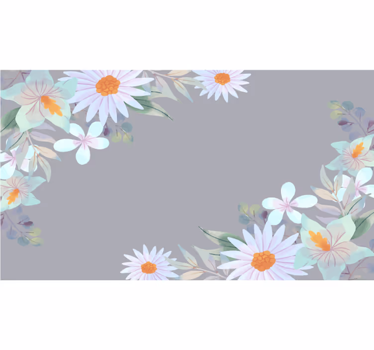 Cortina roller gris flores acuarela gris y azul - TenVinilo