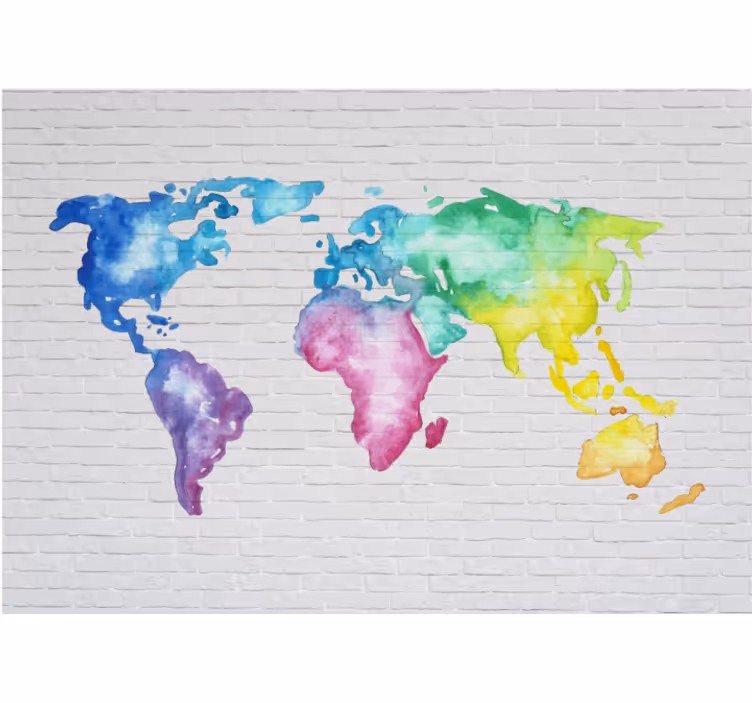 Cortina roller mapamundi mapa mundial colorido - TenVinilo