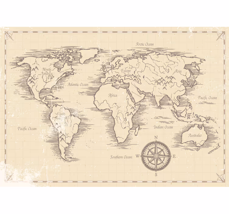 Cortina roller mapamundi mapa mundi vintage - TenVinilo