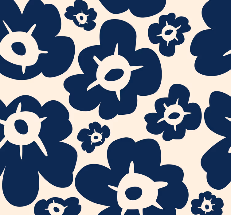 Cortina roller floral amapola azul oscuro - TenVinilo