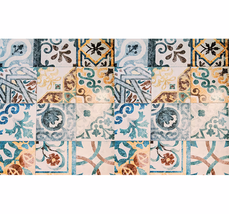 Cortina roller rústica patrón mosaico retro - TenVinilo