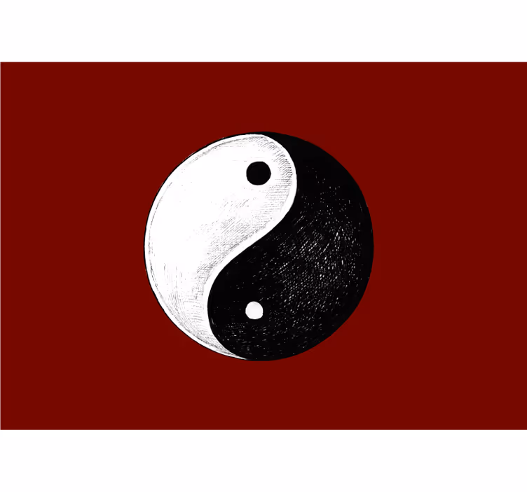 Cortina roller zen mural dormitorio yin yang fondo rojo - TenVinilo