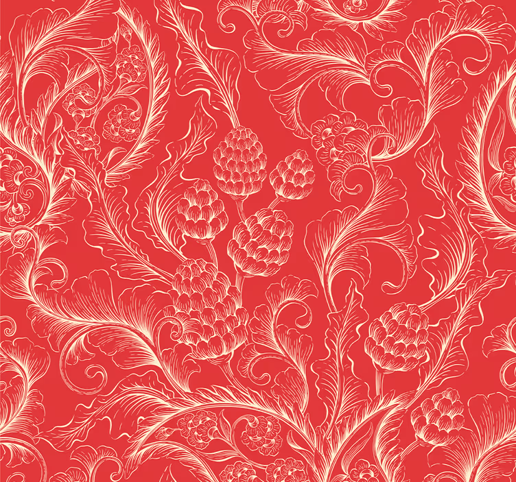 Cortina roller roja ilustración paisley - TenVinilo