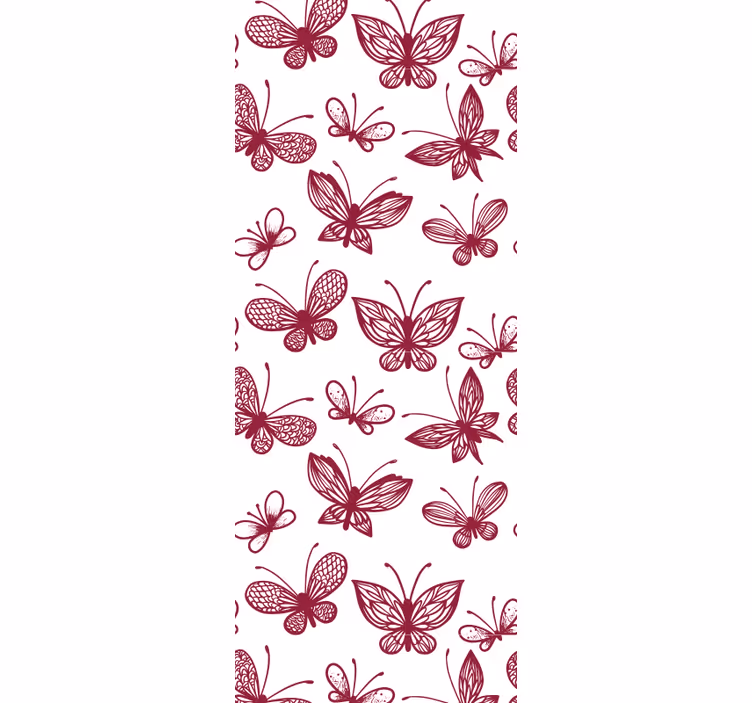 Cortina roller juvenil patrón de mariposas rojas elegantes - TenVinilo