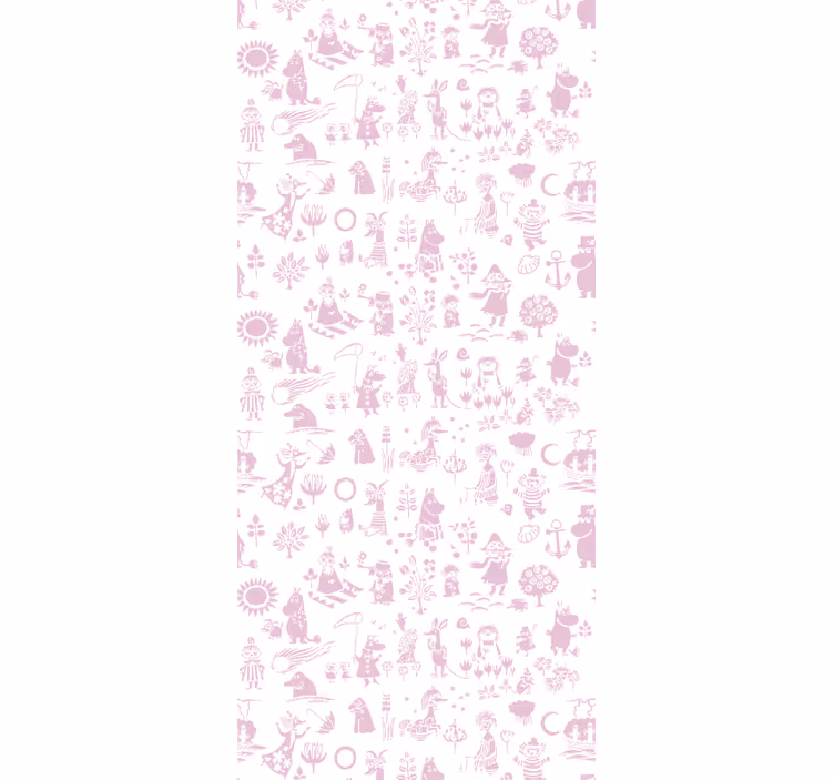 Cortina roller para bebé mural completo moomin rosa - TenVinilo