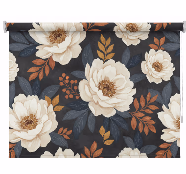 Cortina roller balcón diseño de flores clásico - TenVinilo