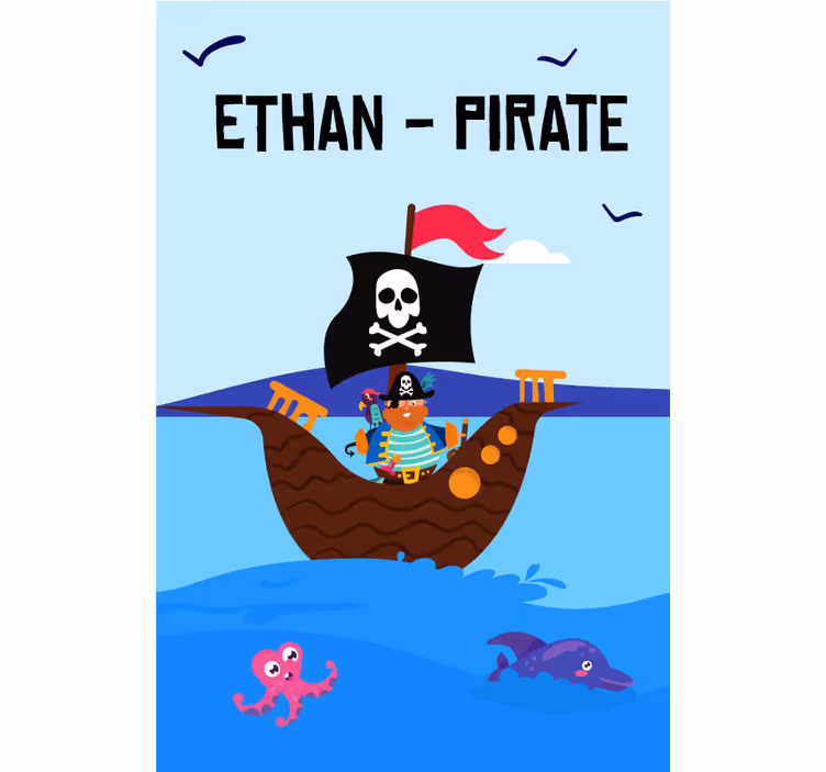 Estor infantil barco de pirata con nombre - TenVinilo