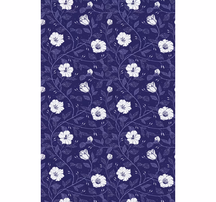 Estor estampado floral azul de flores blancas - TenVinilo