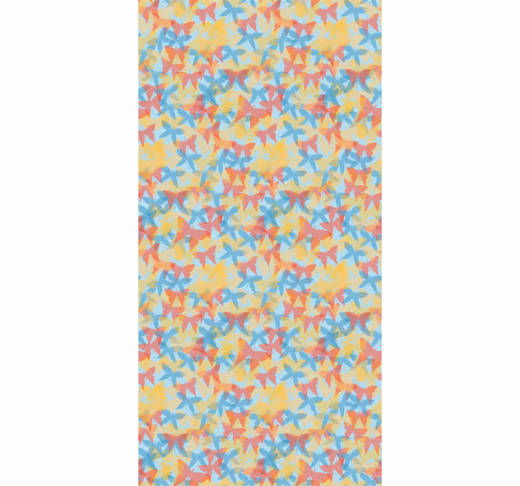 Cortina roller mariposas naranja, amarillo y azul - TenVinilo